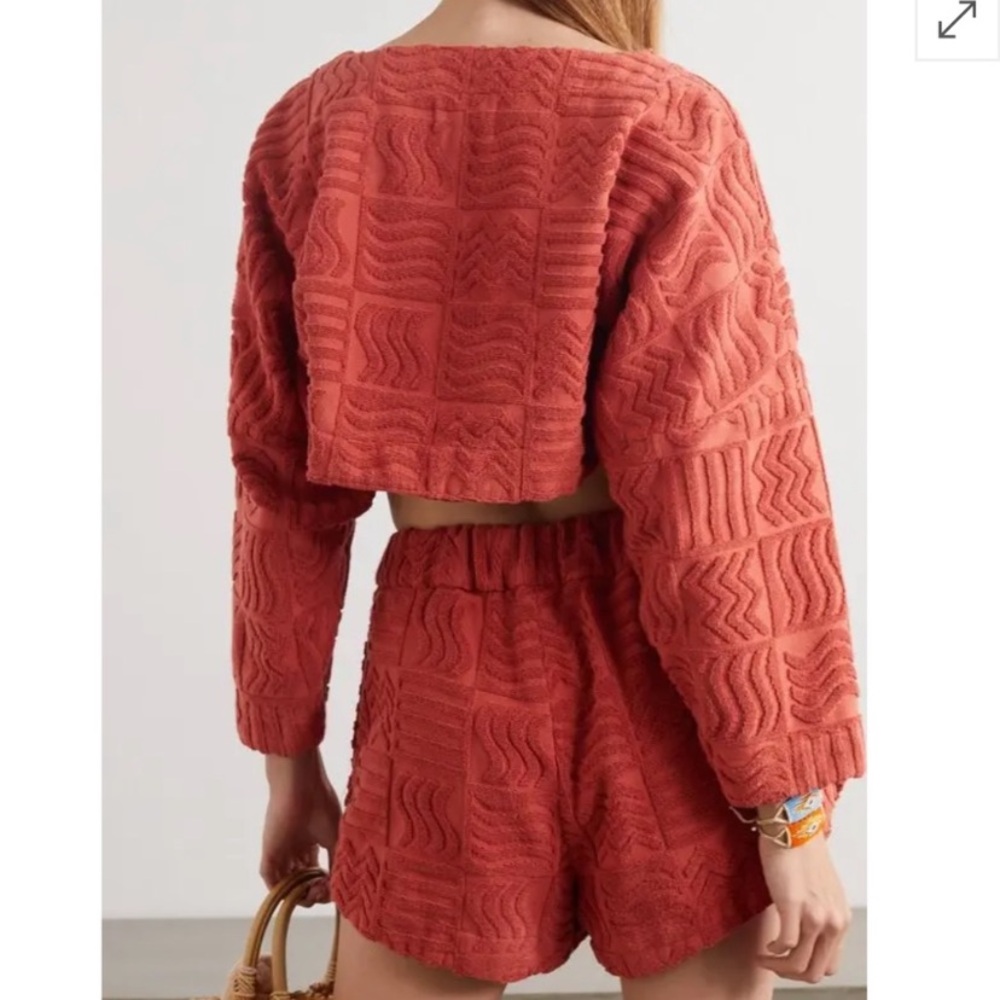 Lucy Folk Spritz Cropped Cotton-Terry Sweater - Picture 2 of 8